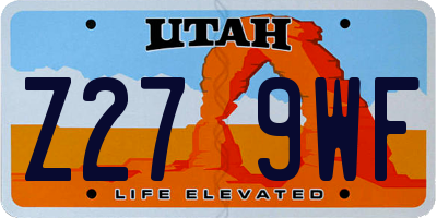 UT license plate Z279WF