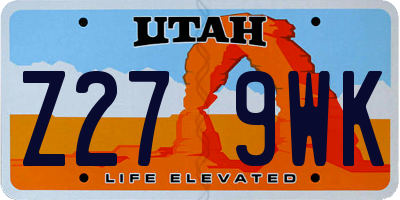 UT license plate Z279WK