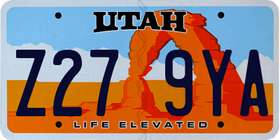 UT license plate Z279YA