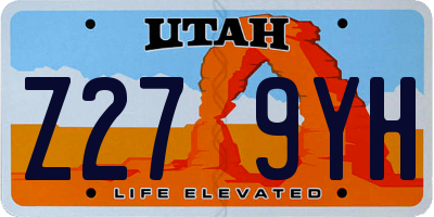 UT license plate Z279YH