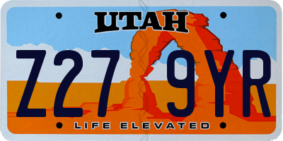UT license plate Z279YR