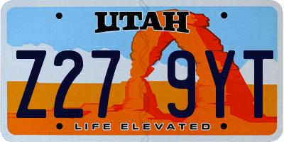 UT license plate Z279YT