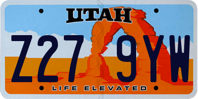 UT license plate Z279YW