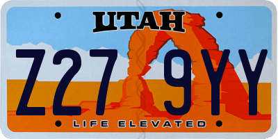 UT license plate Z279YY