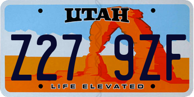 UT license plate Z279ZF