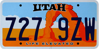 UT license plate Z279ZW