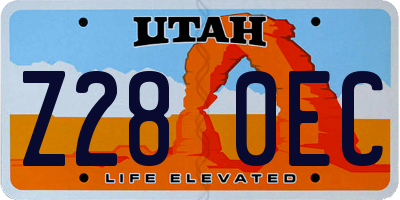 UT license plate Z280EC