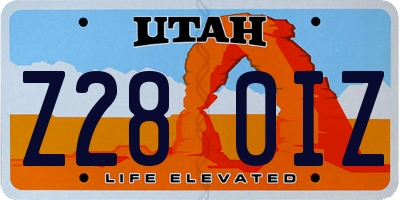 UT license plate Z280IZ