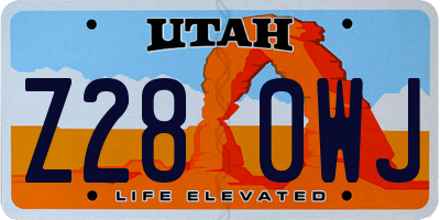 UT license plate Z280WJ