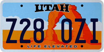 UT license plate Z280ZI