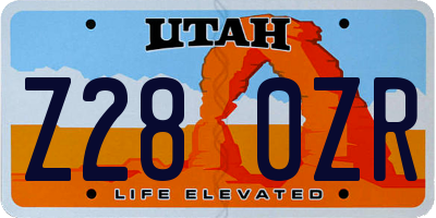UT license plate Z280ZR