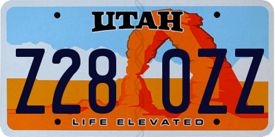 UT license plate Z280ZZ
