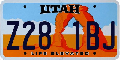 UT license plate Z281BJ