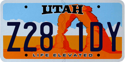 UT license plate Z281DY