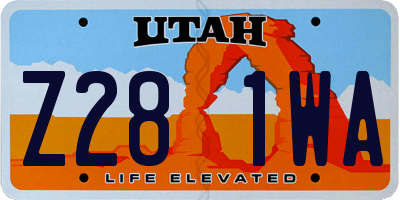 UT license plate Z281WA