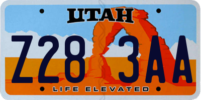 UT license plate Z283AA