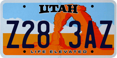 UT license plate Z283AZ