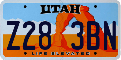UT license plate Z283BN