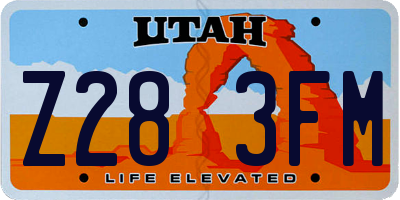 UT license plate Z283FM