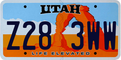 UT license plate Z283WW