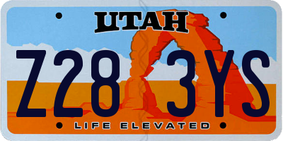 UT license plate Z283YS