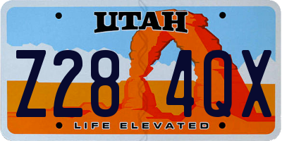 UT license plate Z284QX