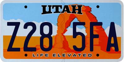 UT license plate Z285FA