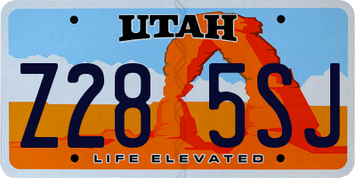 UT license plate Z285SJ