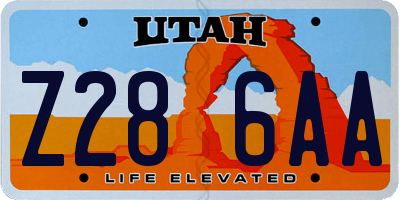UT license plate Z286AA