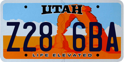 UT license plate Z286BA