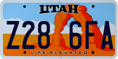 UT license plate Z286FA