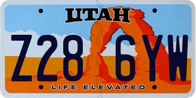 UT license plate Z286YW