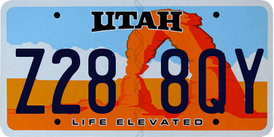 UT license plate Z288QY