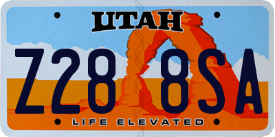 UT license plate Z288SA