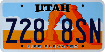 UT license plate Z288SN