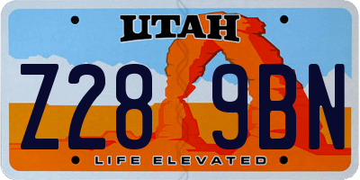 UT license plate Z289BN