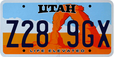 UT license plate Z289GX