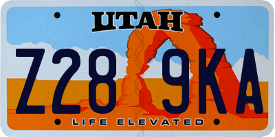 UT license plate Z289KA