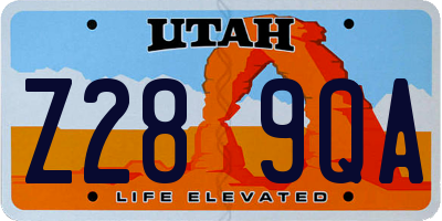 UT license plate Z289QA
