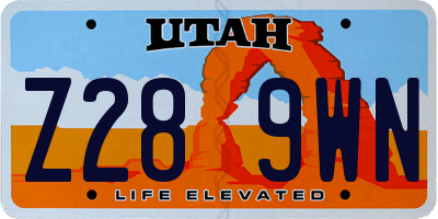UT license plate Z289WN