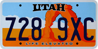 UT license plate Z289XC