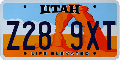 UT license plate Z289XT