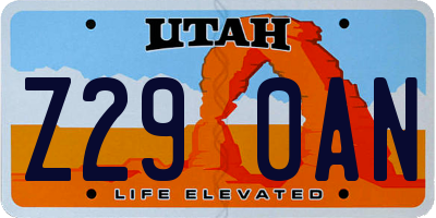 UT license plate Z290AN