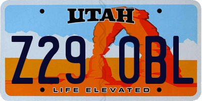 UT license plate Z290BL