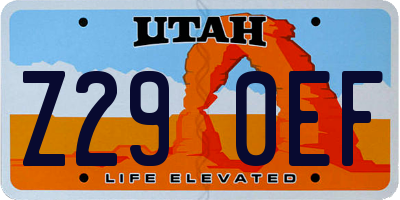 UT license plate Z290EF