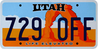 UT license plate Z290FF