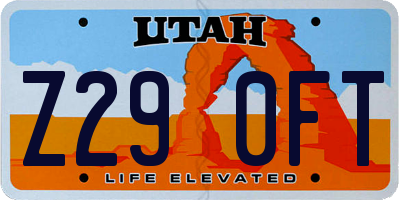 UT license plate Z290FT