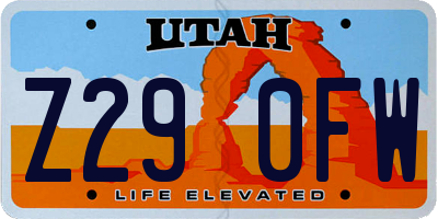 UT license plate Z290FW