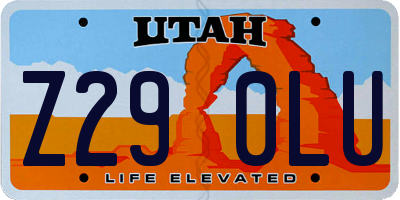 UT license plate Z290LU