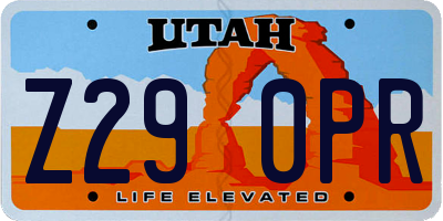 UT license plate Z290PR